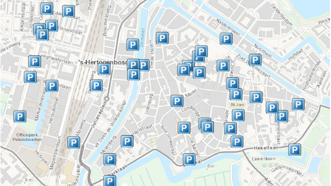 parkeerplaatsen met een sensor