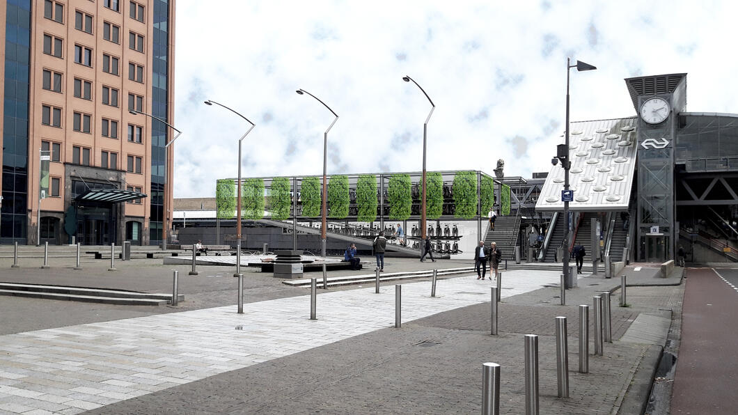 afbeelding van de nieuwe fietsenstalling aan het Da Vinciplein