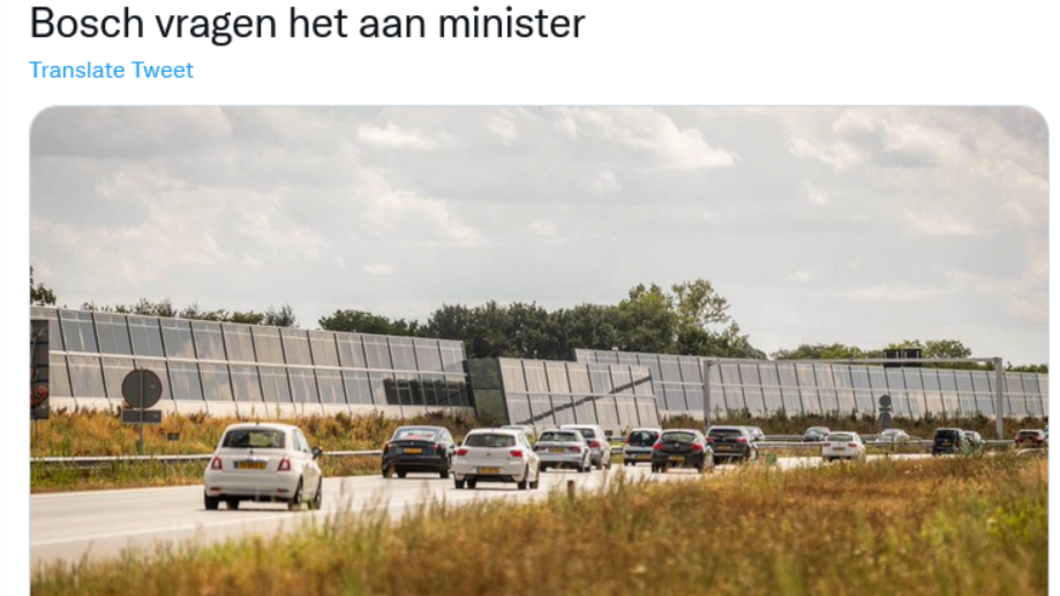 kranteartikel over plan voor zonnepanelen langs de A59