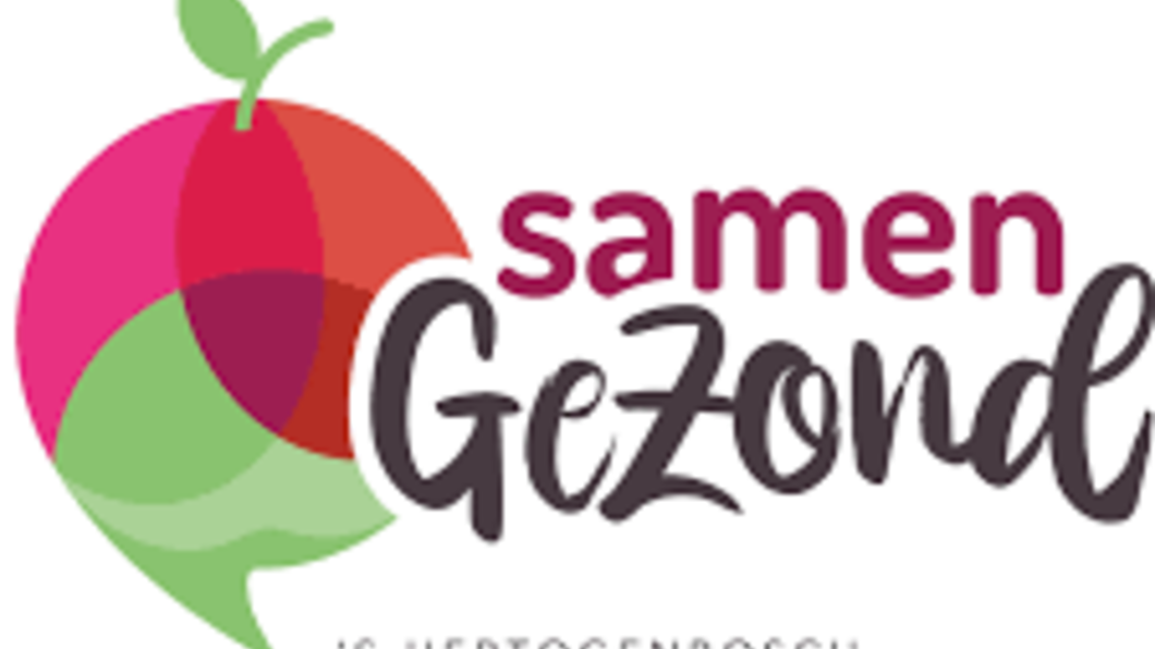 logo van het programma Samen Gezond, een appel met een groen blaadje en de tekst Samen Gezond
